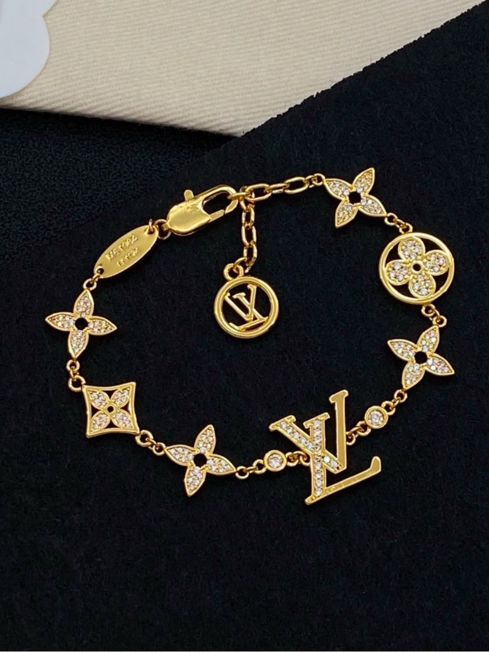 Unbranded Lulu Gold-tone Monogram Sparkling Bracelet - Gold